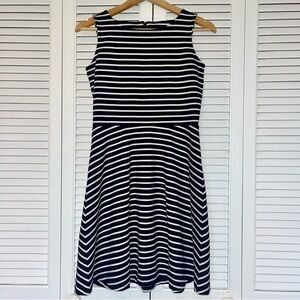 Talbots Navy and White Striped Dress